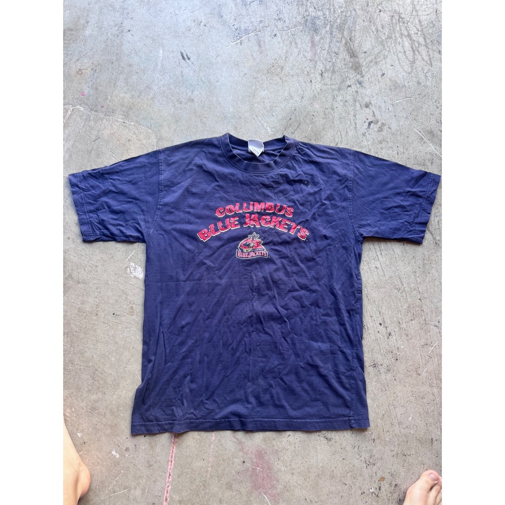 Vintage Columbus Blue Jackets NHL T-Shirt Mens Large Navy Blue Short Sleeve Tee